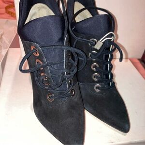Sergio Rossi Black Lace-Up Ankle Boots
